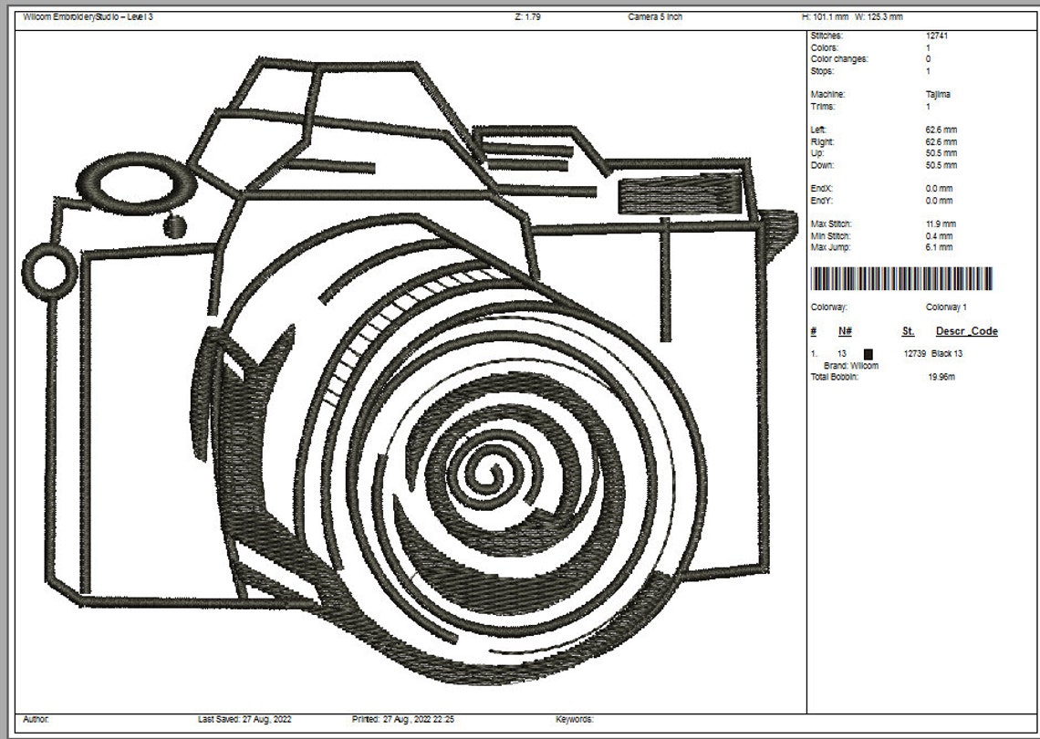 Camera Machine Embroidery Design 2 Sizes Instantly Download - Etsy