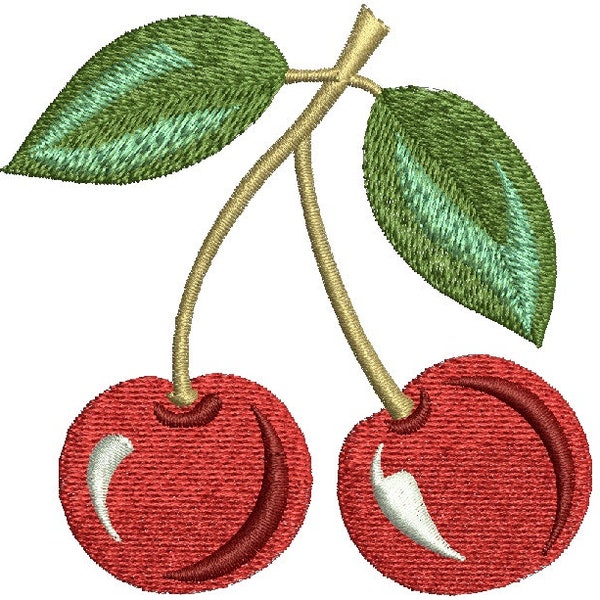 Cherries mini machine embroidery design, instantly download tested