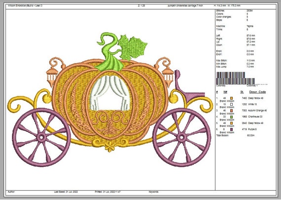 Pumpkin carriage Halloween Machine embroidery design