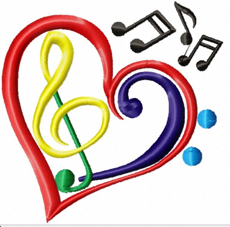 Cute Love Music Notes Machine Embroidery Designs instantly Etsy