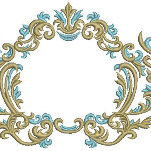 baroque monogram frame Machine Embroidery Designs, instantly download