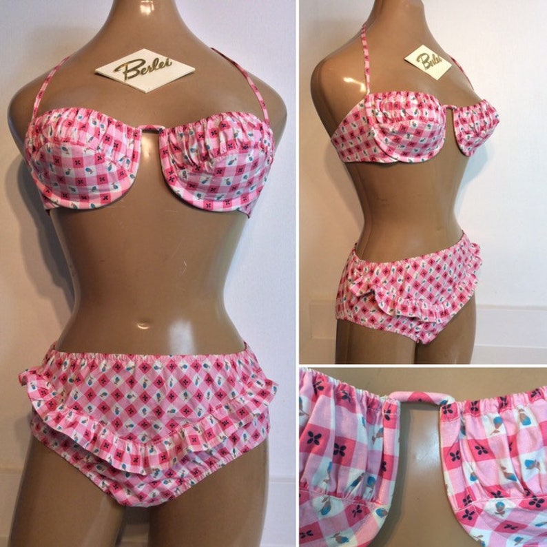 pink and white gingham bikini