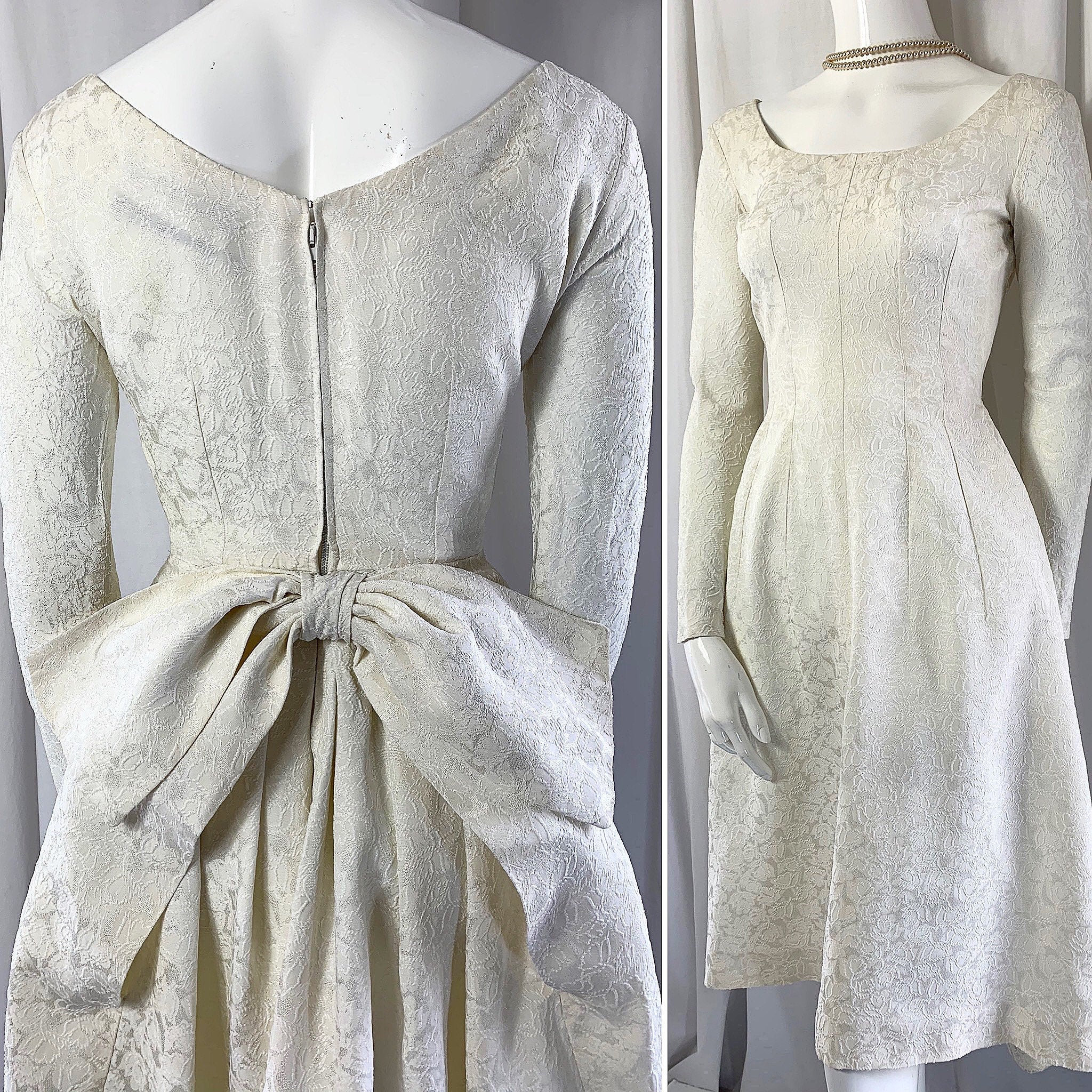 Amazing 1950's White Rose Brocade Dior esque Dress ... | Etsy UK