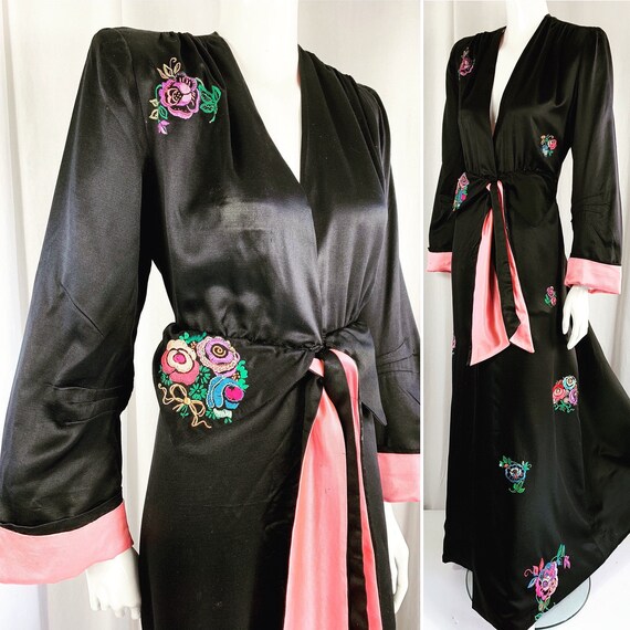 Fabulous Forties Silk Satin Jet Black & Candy Pink