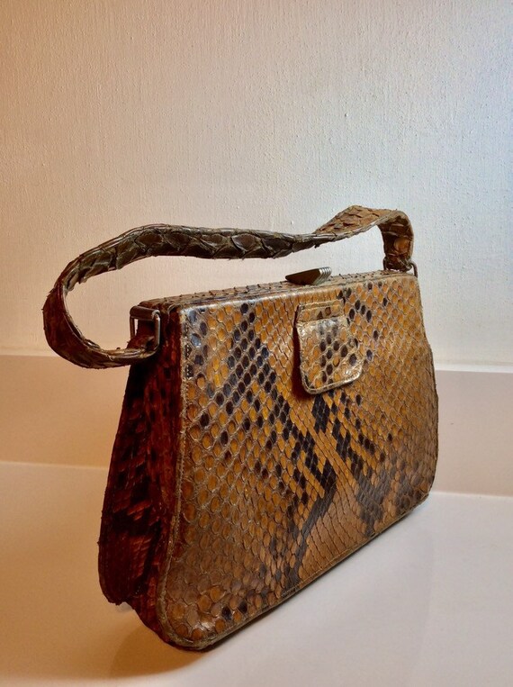 Stunning 1940's Java Python Snakeskin Handbag .. … - image 6