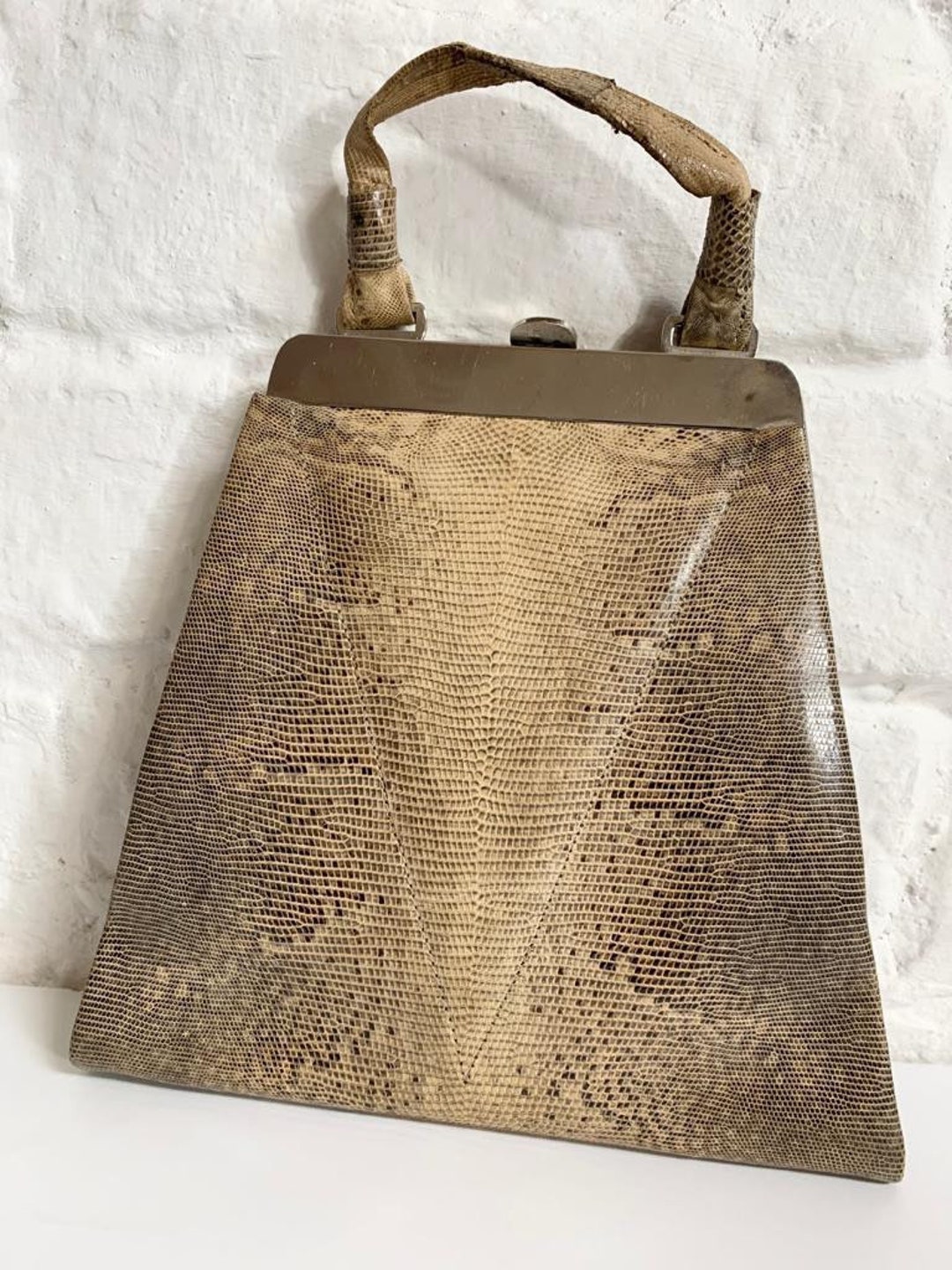 Stunning 1920's Art Deco Lizard Snake Skin Evening Bag