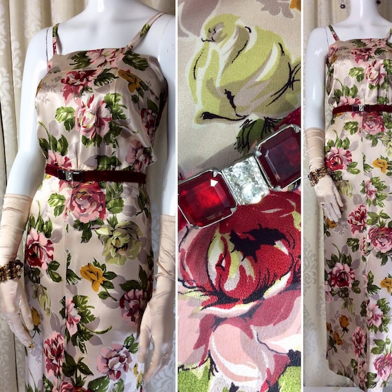 Absolutely Amazing 1930's Floral Satin Evening Gown With - Etsy UK