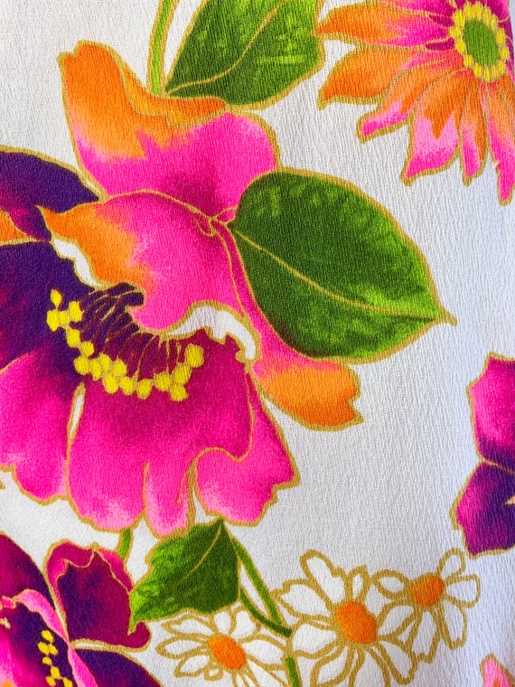 1960's Jewel Coloured Floral Cotton Barkcloth Max… - image 9