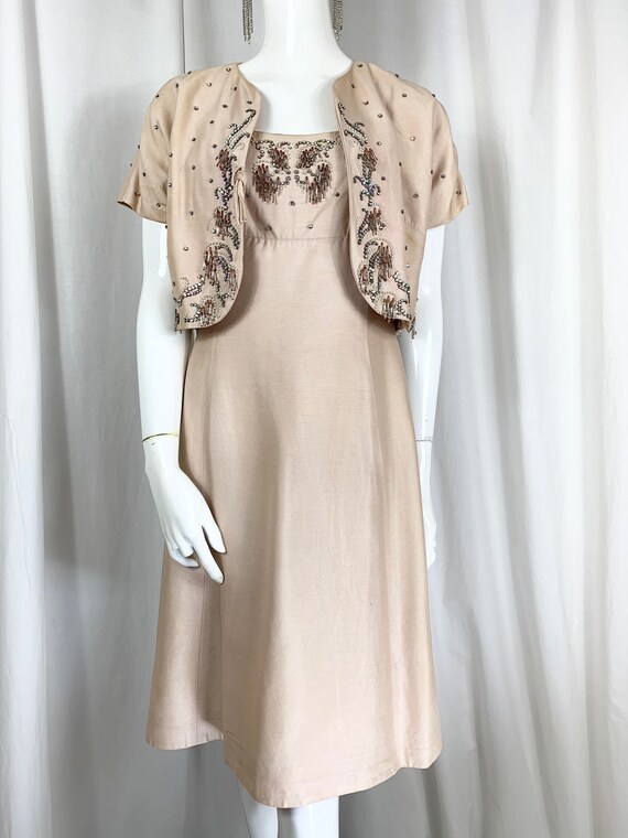 Late 1950/Early 1960s Silk Dupion Pale Sand/Peach… - image 2