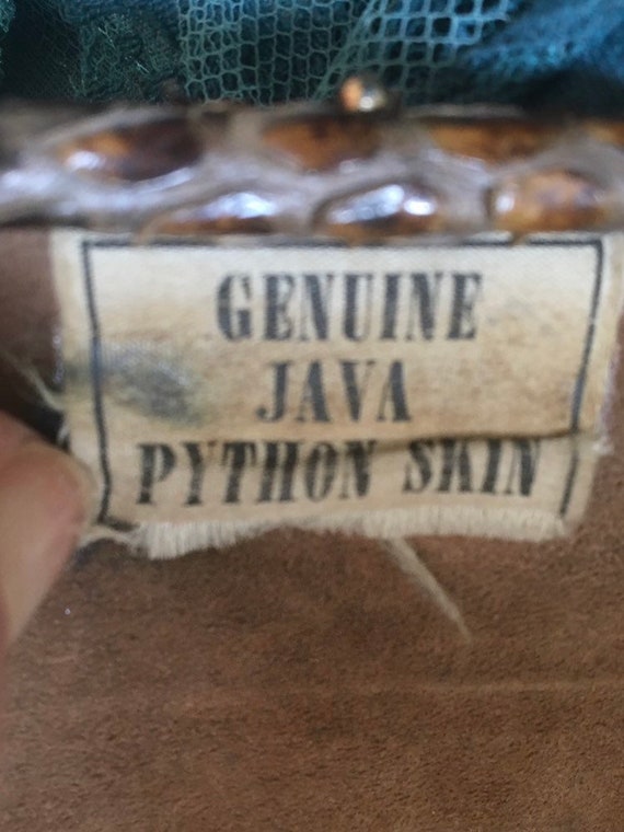 Stunning 1940's Java Python Snakeskin Handbag .. … - image 9