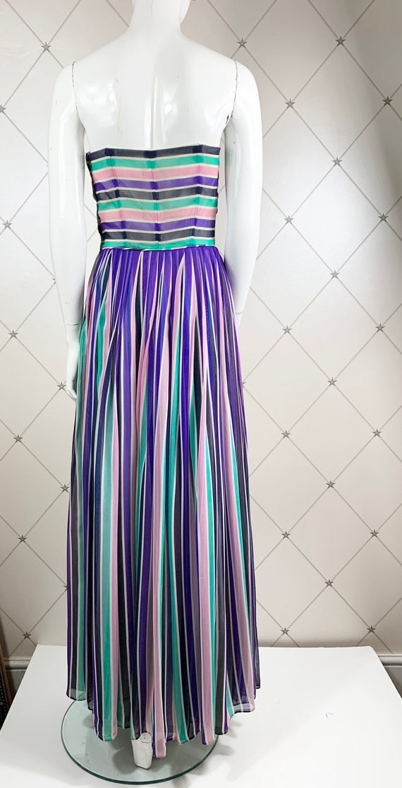 Gorgeous 1940's Georgette Stripe Strapless Gown a… - image 6