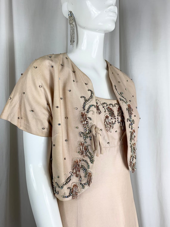 Late 1950/Early 1960s Silk Dupion Pale Sand/Peach… - image 9