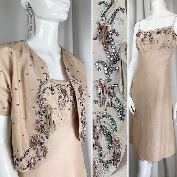 Late 1950/Early 1960s Silk Dupion Pale Sand/Peach… - image 1