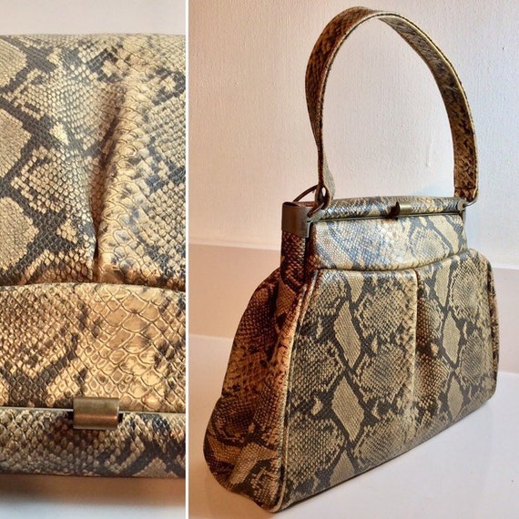 Gorgeous 1940's Vinyl Mock Snakeskin Handbag ... O