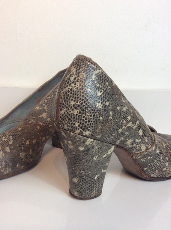 1940's CC41 Faux Snakeskin all Leather Court Shoe… - image 5