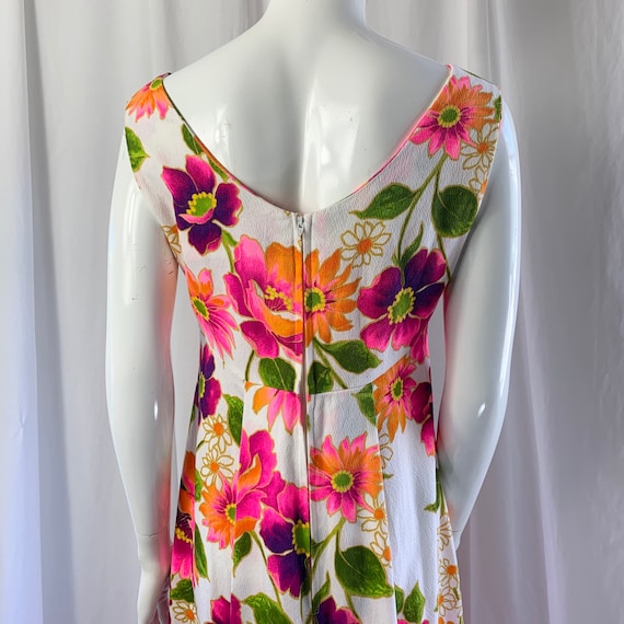 1960's Jewel Coloured Floral Cotton Barkcloth Max… - image 6