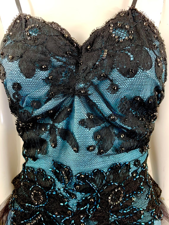 Late 1930's /Early 1940's Black Beaded Tulle & La… - image 3