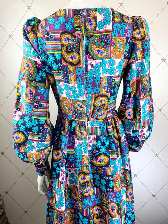 Late 1960s Psychedelic Mosaic Print Cotton Barkcl… - image 6