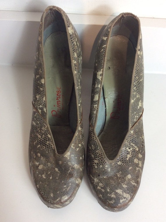 1940's CC41 Faux Snakeskin all Leather Court Shoe… - image 4