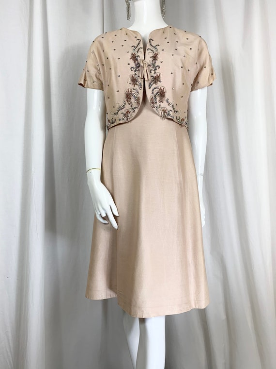 Late 1950/Early 1960s Silk Dupion Pale Sand/Peach… - image 8