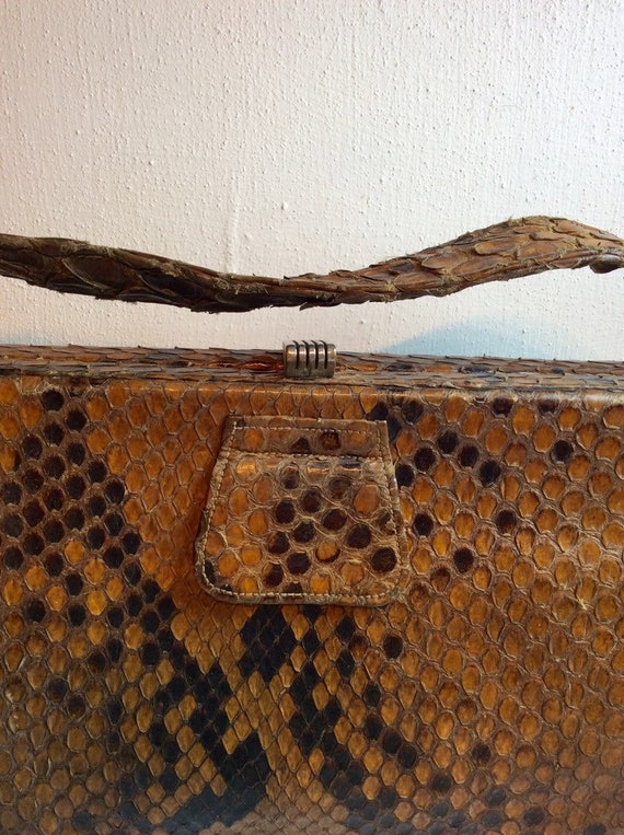 Stunning 1940's Java Python Snakeskin Handbag .. … - image 5