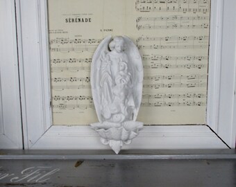 Vintage French Catholic Benetier Holy Water Font Baptism Font c1920