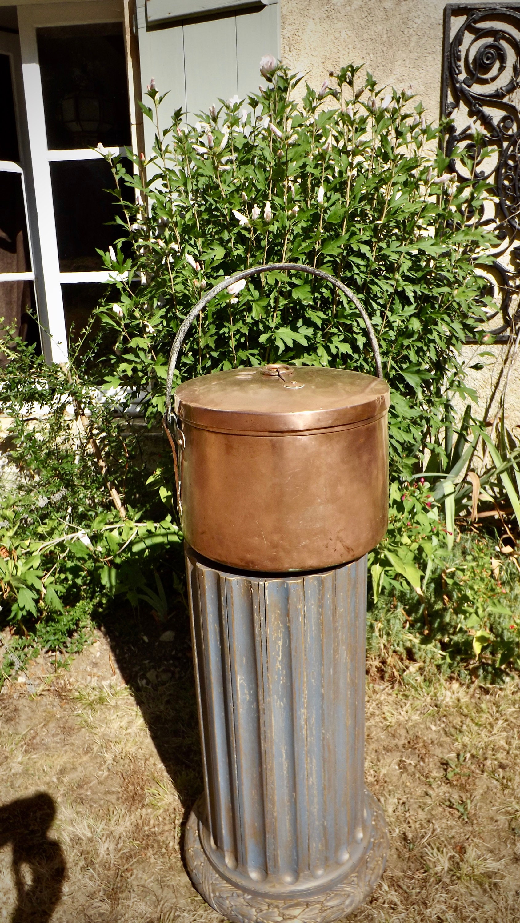 Vintage Français Casserole en Cuivre Pan/Daubiere Faitout Heavy Quality Copper, Château Quality
