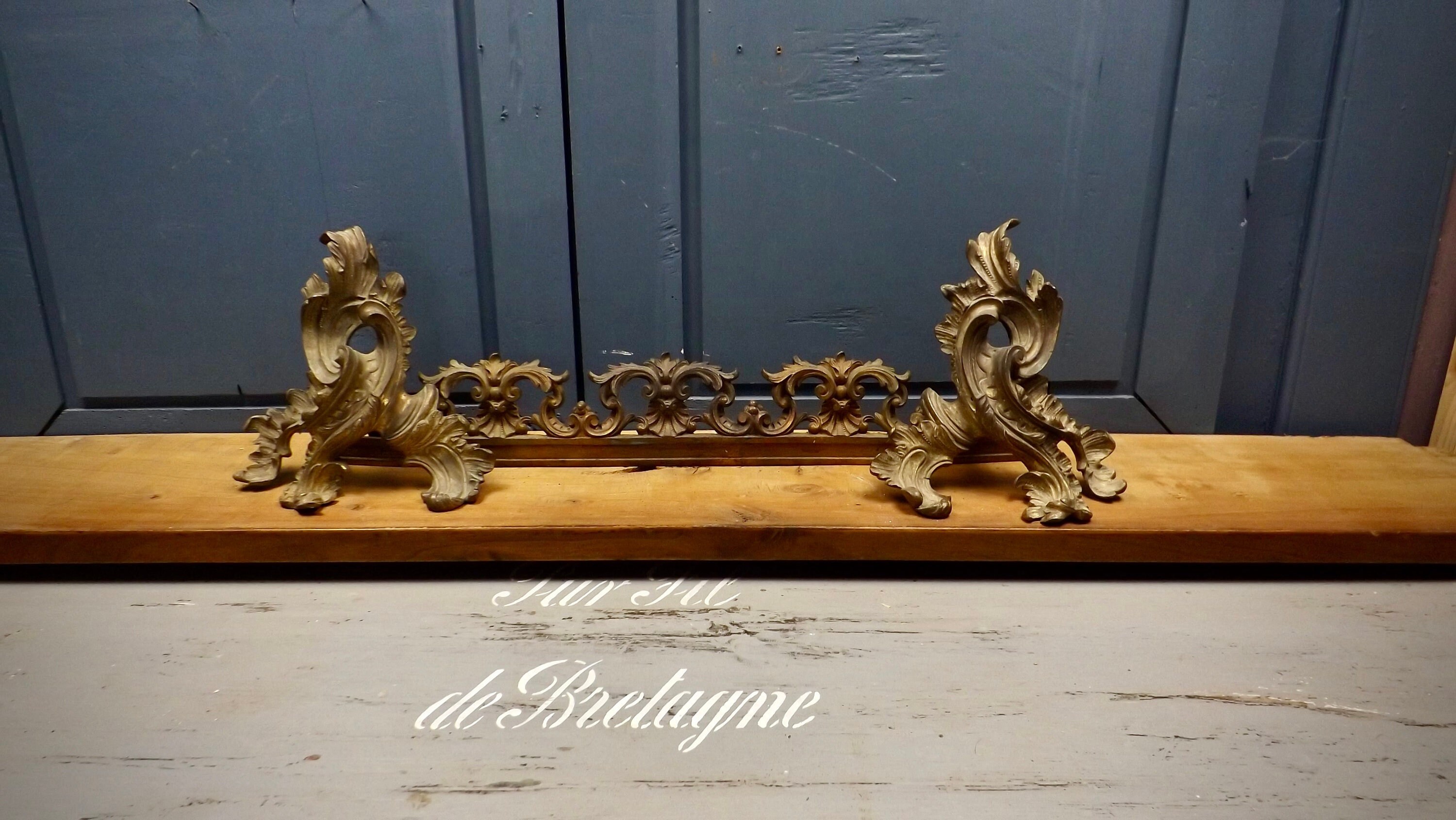 Antique Français Louis Xvi Bronze Andirons Chenets Fire Dogs Fender 1800S