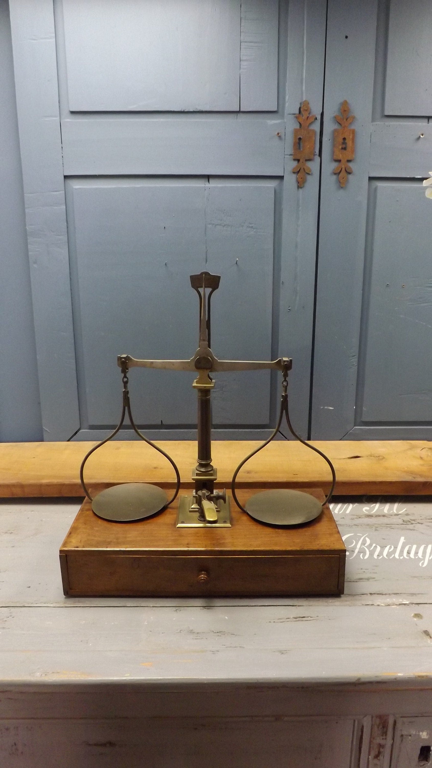Vintage Français Apothicaire Laiton Balances Médecine Balance C1850 L, Exupere Paris