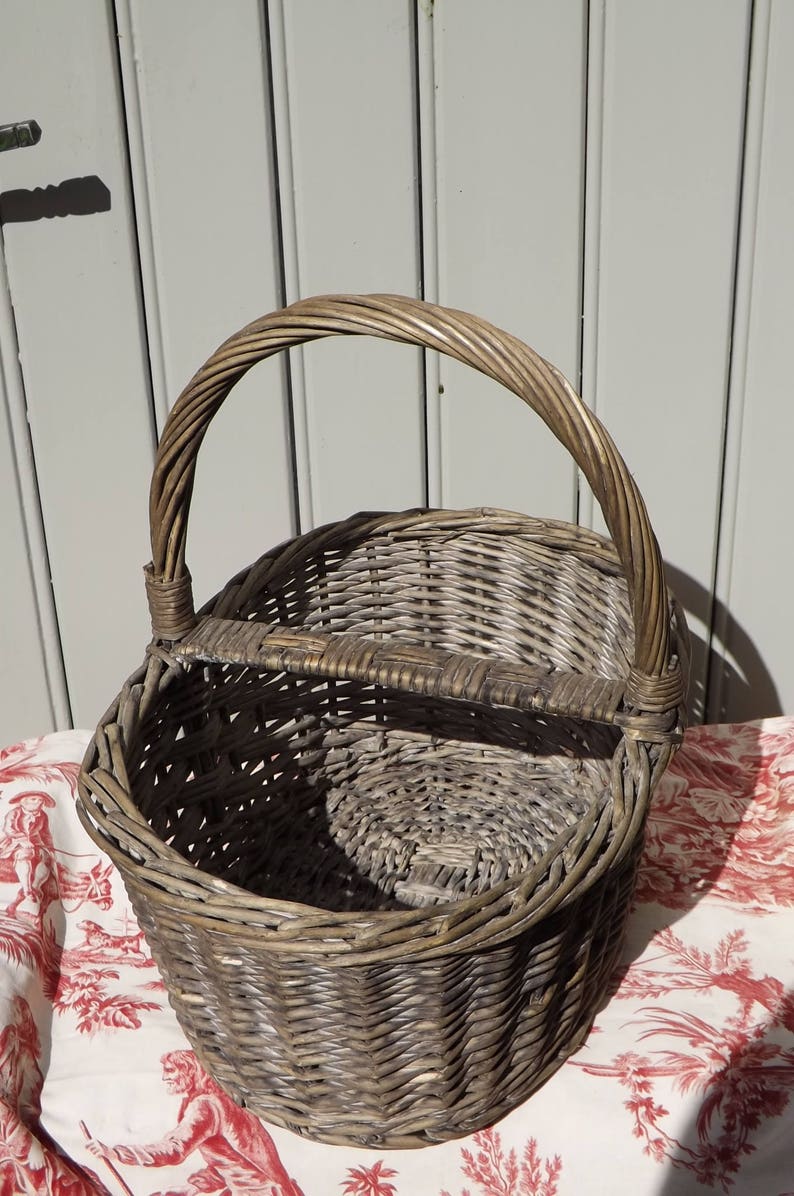 Vintage French Wicker Shopping Basket Etsy