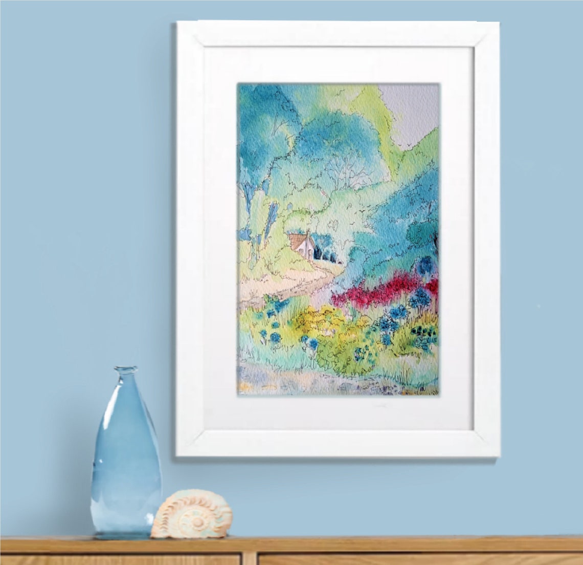 Cottage Print modern wall art cottage in the woods home Etsy