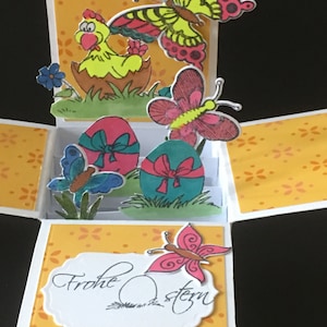Carte de Pâques poulet, carte pop up box 3D