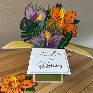 Wenskaart Hibiscus Paarse Bloemen