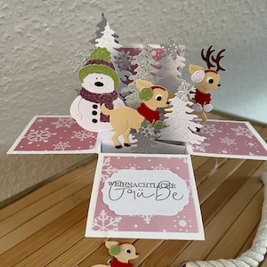 Kerstgroeten Sneeuwman Rendier