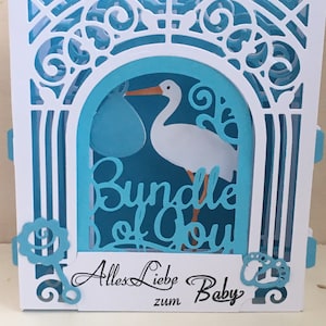 Biglietto pop-up 3d azzurro per bambino