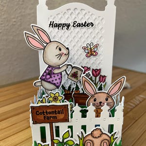 Carte de Pâques Joyeuses Pâques avec de mignons lapins peints à la main