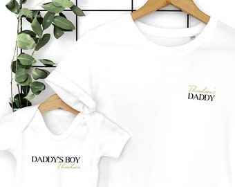 Personalised Matching Dad and Baby Shirts, Dad T-shirt, First Fathers Day Gift, Daddy's Boy - (Parent & Child Tops sold separately)