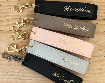 Personalised Wristlet Keyring, Ideal Gift for Teacher, New Driver, Bridesmaid, New Home, Party Favour, Car Keychain - 5 colours available