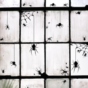Spider Halloween Window Stickers, Spooky Season Decor, Creepy Scary Decorations, DIY Halloween Decoration, use on front door, garage, porch