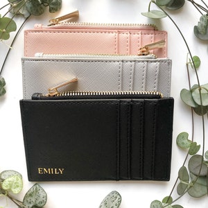 Portafoglio personalizzato, portafoglio da donna in similpelle, piccola idea regalo di Natale, regalo di compleanno personalizzato per lei, porta carte, regalo di Natale