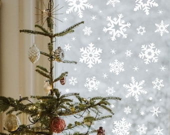 Sneeuwvlokkerststickers voor raam, muur, spiegels, glas, macbook of laptop. Verwijderbare vinyl feestelijke kerstdecoratie