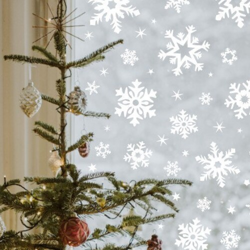 Snowflake Christmas Decals for Window Wall Mirrors Glass Etsy