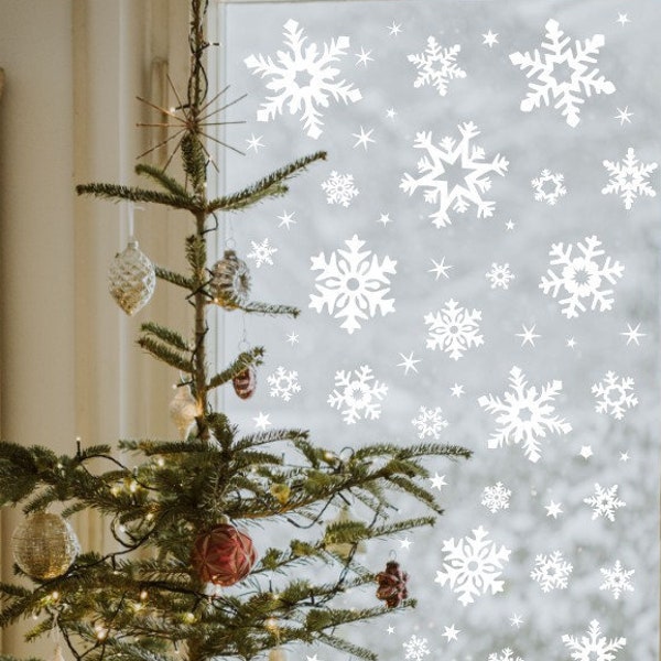 Snowflake Christmas Decals for window, wall, mirrors, glass, macbook or laptop. Removable Vinyl Festive Christmas Decoration