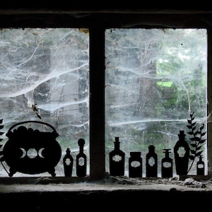 Potion Apothecary Bottle Halloween Decals, Witches Cauldron Halloween Wall Decor, Mirror Stickers, Dark Academia, Witch Gothic Witchy Girl