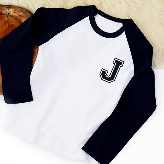 Personalized Toddler Baseball Jersey T-Shirt Birthday Gift Sports Gift Raglan 34 Sleeves Toddler Gift Monogrammed School Student Gift