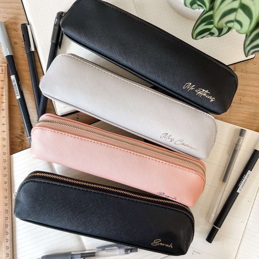 Personalized Pen Case Office Gift, Leather Pencil Case, Fountain Pen Case,  Pen Pouch, Dad Gift From Daughter, Graduation Gift for Teacher 