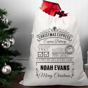 Saco de Navidad Personalizado Grande, Saco de Papá Noel Personalizado, Bolso de Papá Noel, Bolso de Navidad, Saco de Lona, Saco de Navidad, Bolso de Navidad imagen 7