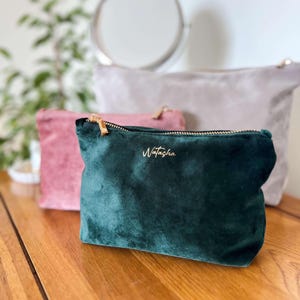 Personalisierte Samt Make-up Tasche für Kosmetik, Schmuck, Accessoires & Reisen, benutzerdefinierte Brautjungfer Geschenk, Geburtstagsgeschenk für Frauen