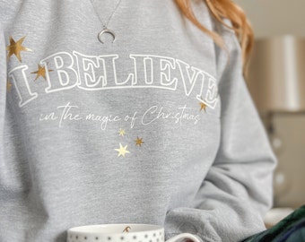 I Believe Christmas Jumper, Matching Christmas Sweaters for Women, Men and Kids, Family Xmas Sweatshirt