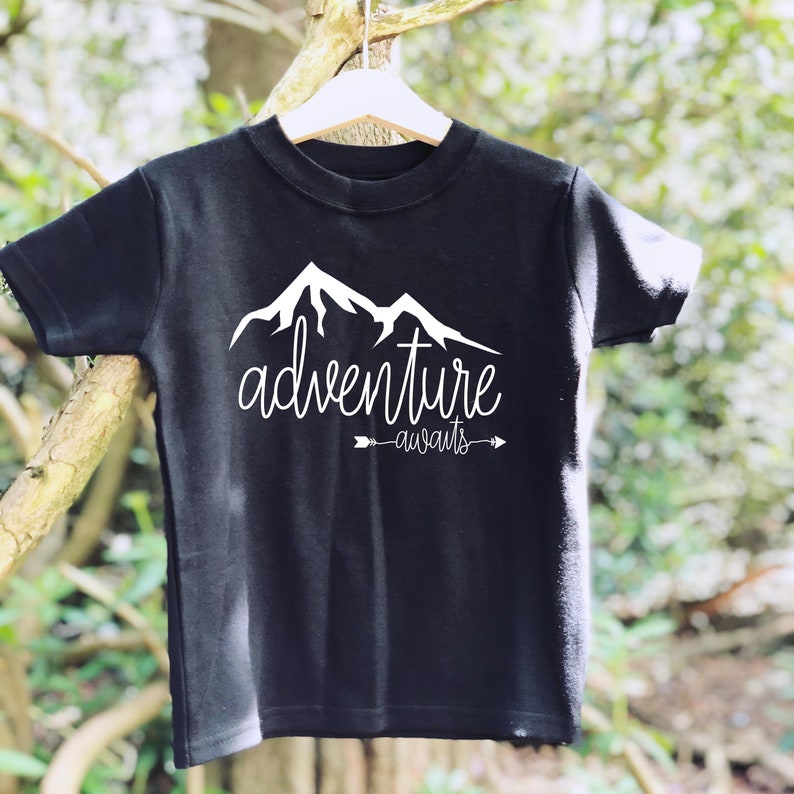 Boy Toddler Clothes Adventure Awaits t-shirt kids tshirt t shirt outdoors mountains nature climber climb explore image 2